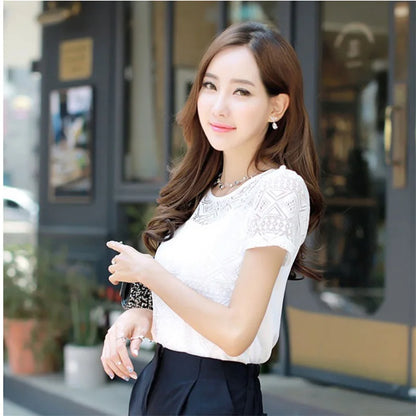 Women's Lace Crochet Chiffon Blouse
