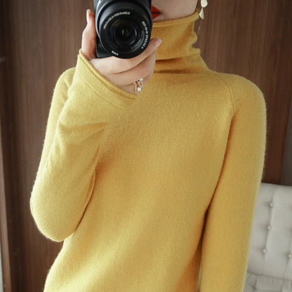Turtleneck Knit Sweater Long Sleeve Slim Fit Pullover