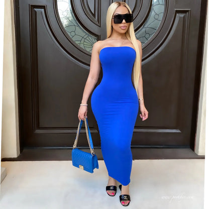 Strapless Chest Wrap Maxi Beach Dress