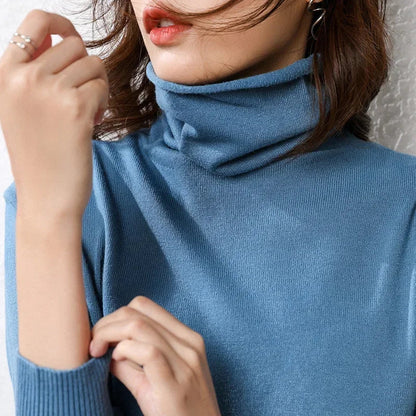 Turtleneck Knit Sweater Long Sleeve Slim Fit Pullover