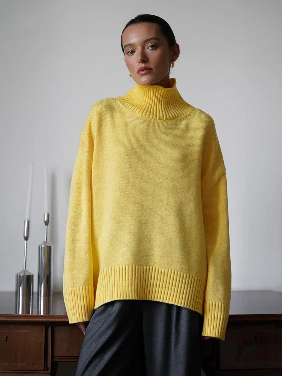 Turtleneck Oversized Sweater Long Sleeve Loose Fit Pullover