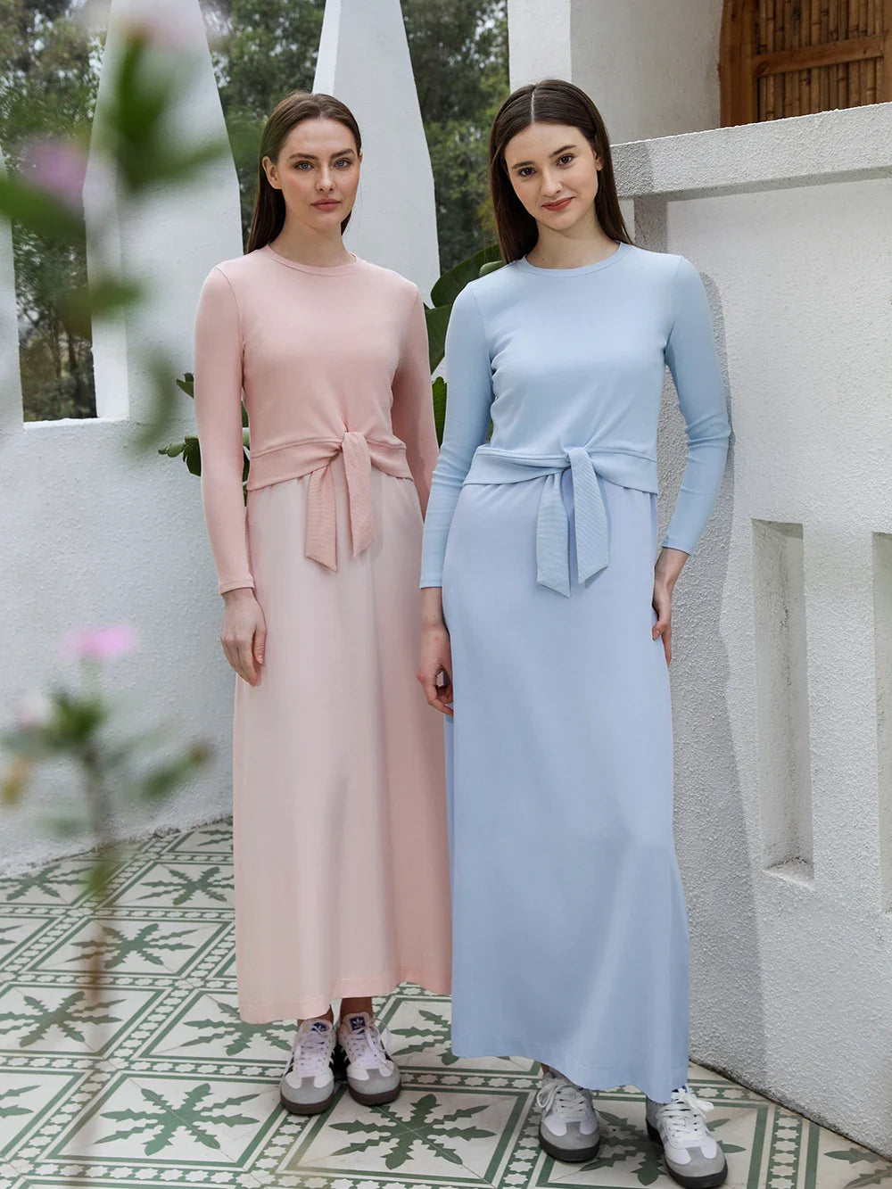 Women's Wrap Ribbed T-Shirt & Slip Dress Set - 2-Piece Outfit