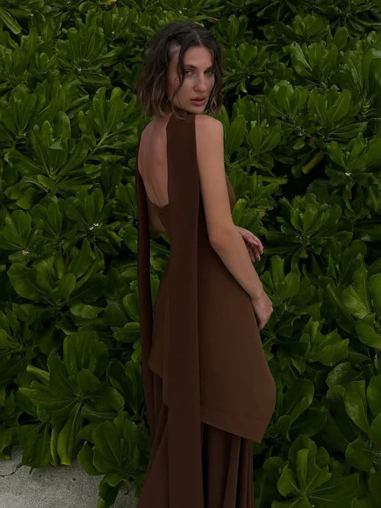 Strapless Mesh Maxi Dress Sleeveless Ribbon Patchwork Beach Vacation