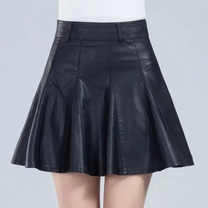 Women's High-Waist Leather Mini Skirt