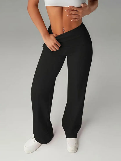 High Waisted Wide Leg Trousers Women Stretch Yoga Pants Casual Sports Workout Leggings