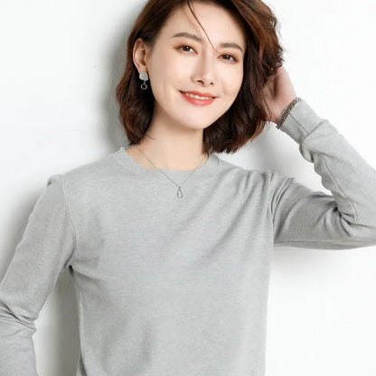 Round Neck Knit Sweater Long Sleeve Regular Fit Pullover