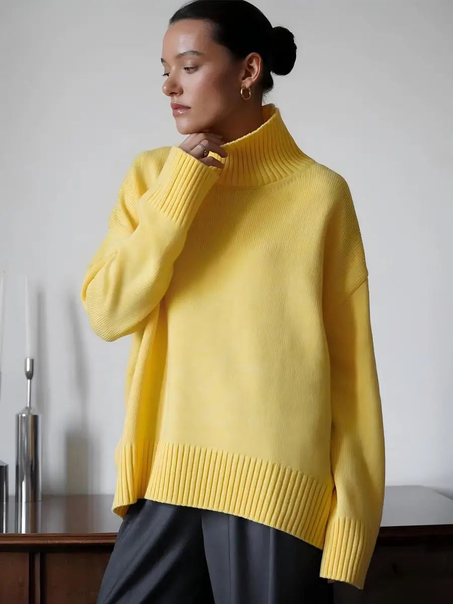 Turtleneck Oversized Sweater Long Sleeve Loose Fit Pullover