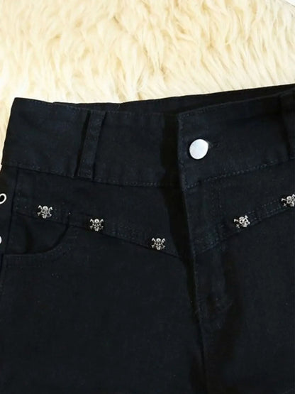 Women's Denim Shorts - Lace-Up Slim Fit Casual Shorts