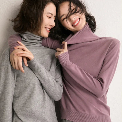 Turtleneck Knit Sweater Long Sleeve Slim Fit Pullover