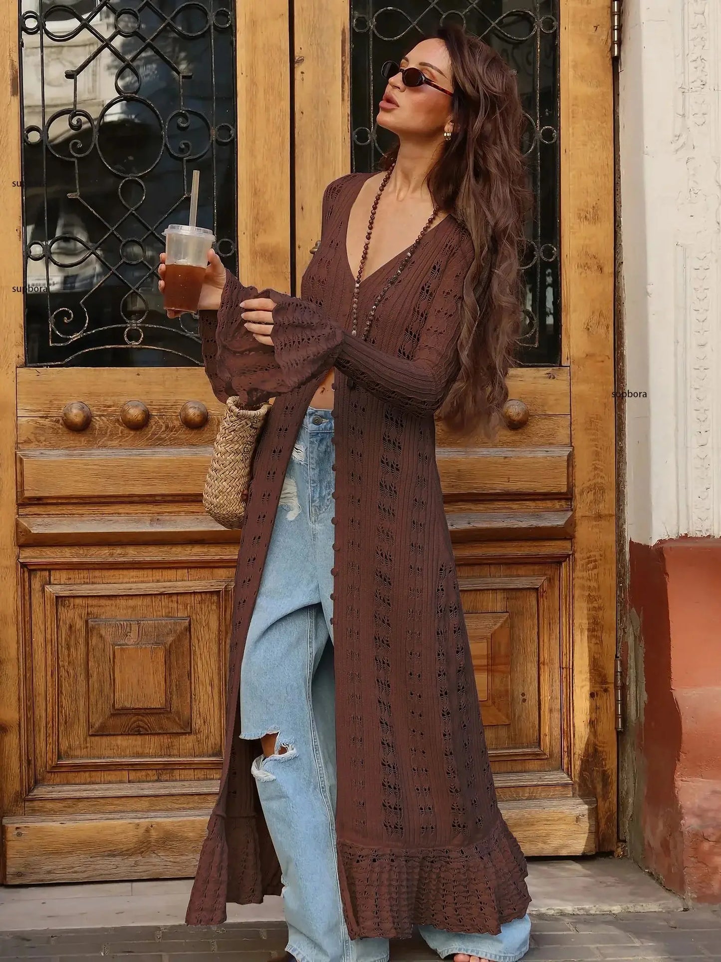 Hollow Breasted Split Maxi Dress