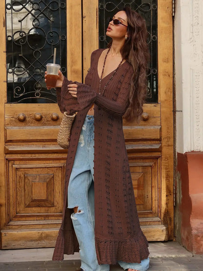 Hollow Breasted Split Maxi Dress