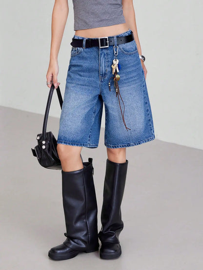 High Waist Loose Denim Shorts