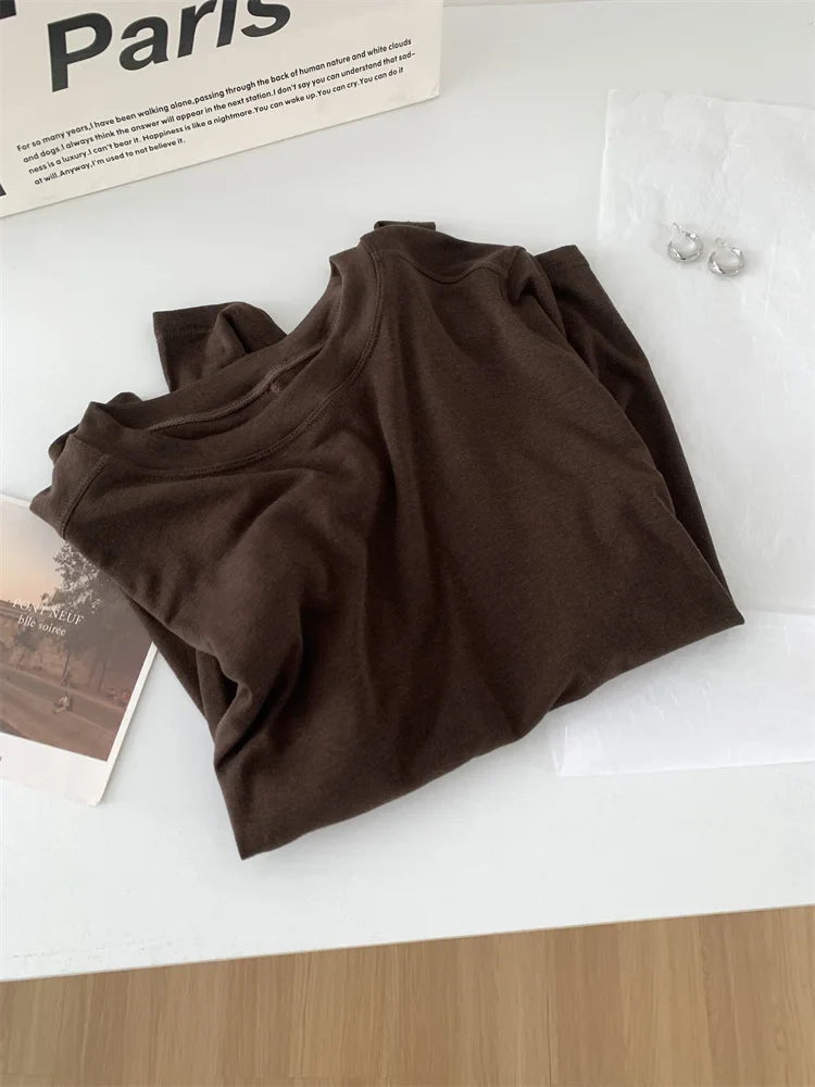 Silk Wool Blend Long Sleeve Top