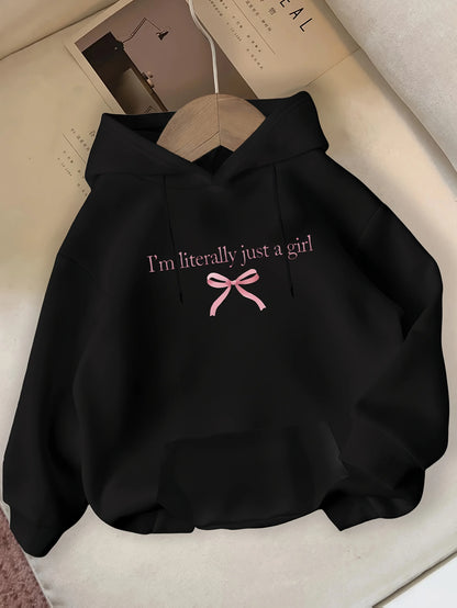Printed Hooded Sweatshirt Drop Sleeve Slim Fit Pullover