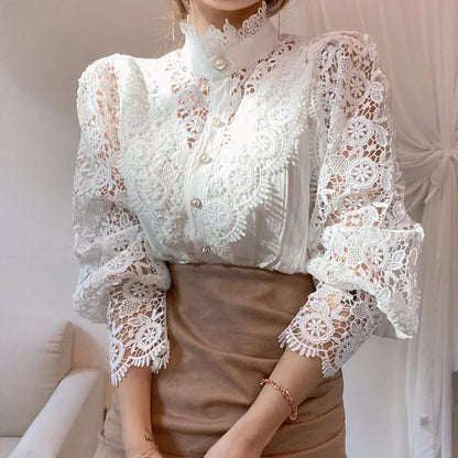 Elegant Lace Hollow Out Blouse
