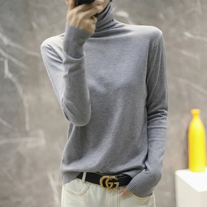Turtleneck Knit Sweater Long Sleeve Slim Fit Pullover