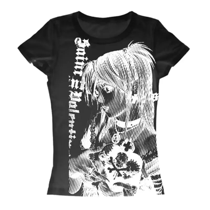 Y2K Anime Streetwear Graphic Crop Tee