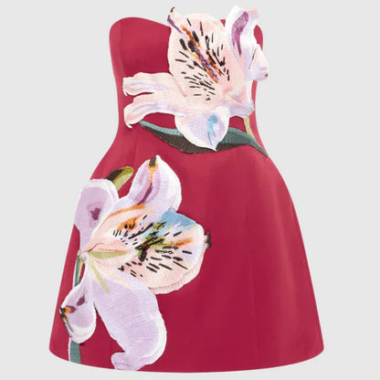 Women's Floral Print Strapless Mini Dress