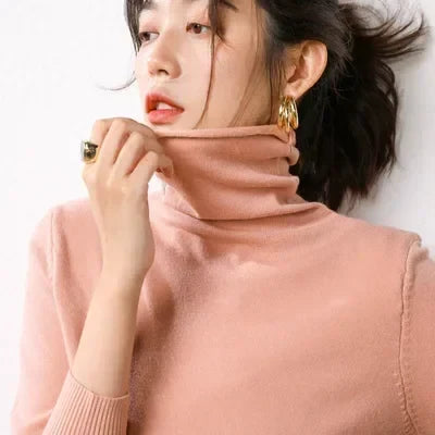 Turtleneck Knit Sweater Long Sleeve Slim Fit Pullover