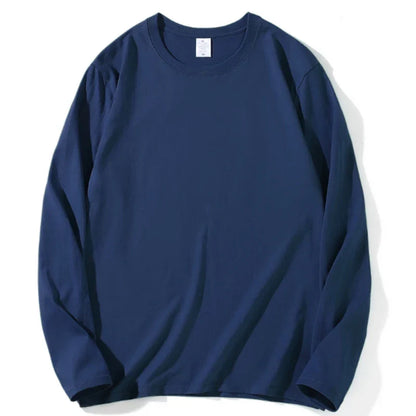 Loose Cotton Long Sleeve Round Neck Tee