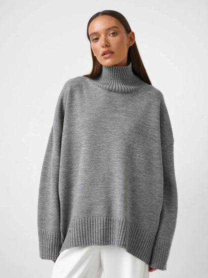 Turtleneck Oversized Sweater Long Sleeve Loose Fit Pullover