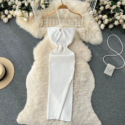 YuooMuoo Chic Fashion Sexy Package Hips Split Knitted Dress Women Slim Elastic Bodycon Party Dress Streetwear Outfit