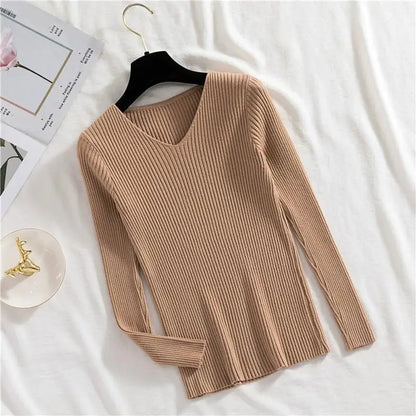 Women Sweaters Femme Basic Solid Jersey Tops Fashion Clothes