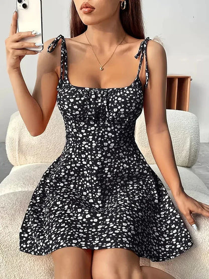 Women's Floral Spaghetti Strap Sundress - A-Line Beach Dress