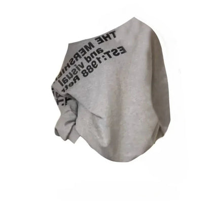Women's Oversized Off-Shoulder Letter Print T-Shirt