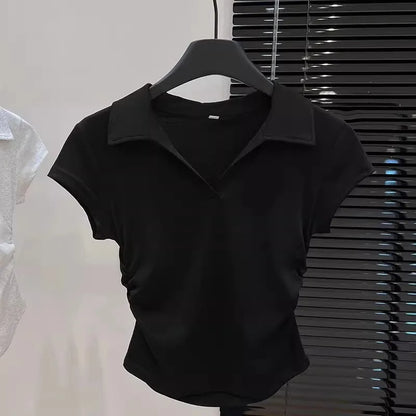 Cotton Polo Crop Top