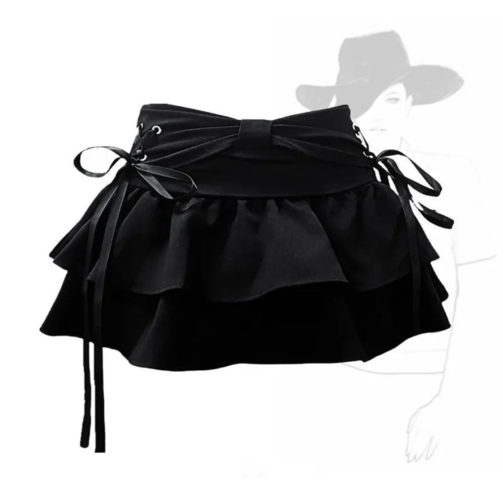 Women's Y2K Bow Denim Mini Skirt