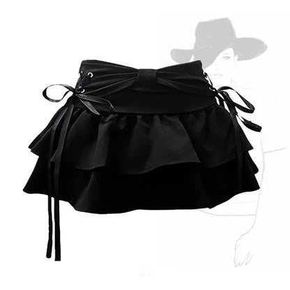 Women's Y2K Bow Denim Mini Skirt