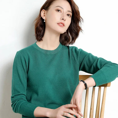 Round Neck Knit Sweater Long Sleeve Regular Fit Pullover