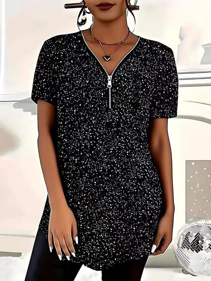 Women's Polka Dot V-Neck T-Shirt