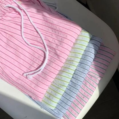 Striped Drawstring Straight Leg Pants