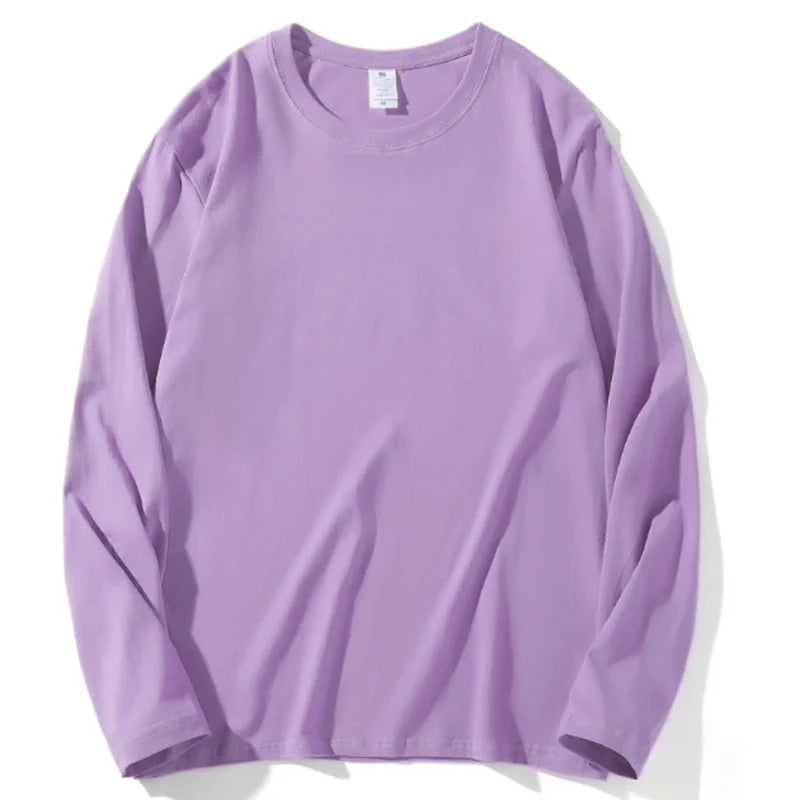 Loose Cotton Long Sleeve Round Neck Tee