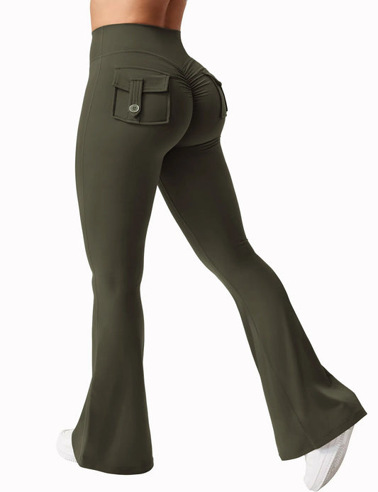 Women Wide Leg High Stretch Yoga Leggings Naked Feeling Compression Fitness Workwear with pockets Yoga Pant ﻿