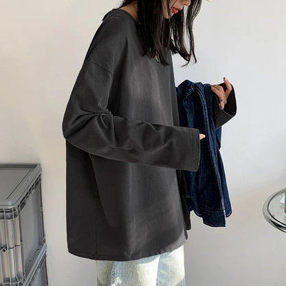 Oversized Cotton Long Sleeve Basic Tee