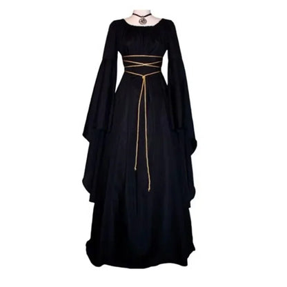 Square Collar Flare Sleeve Witch Maxi Dress