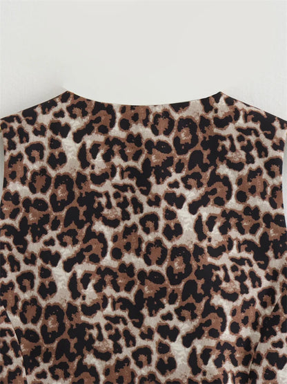 Women's Leopard Print V-Neck Vest