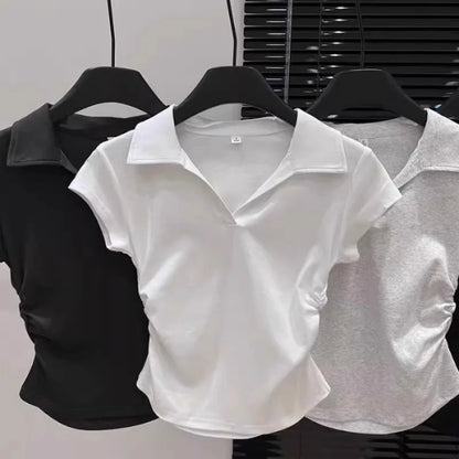 Cotton Polo Crop Top