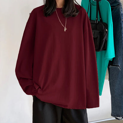 Oversized Cotton Long Sleeve Basic Tee