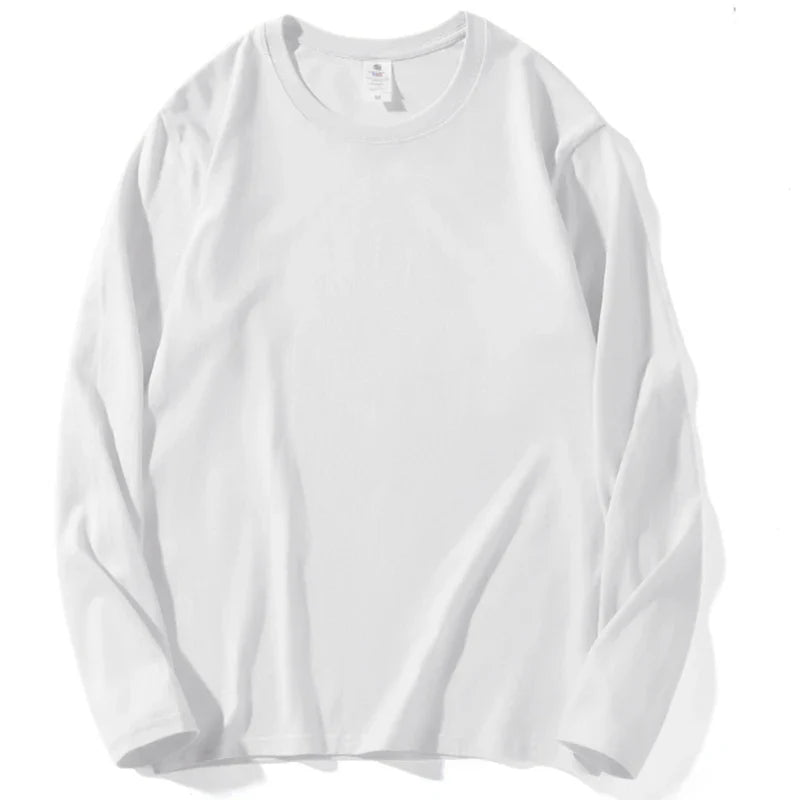 Loose Cotton Long Sleeve Round Neck Tee