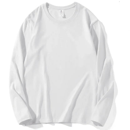 Loose Cotton Long Sleeve Round Neck Tee