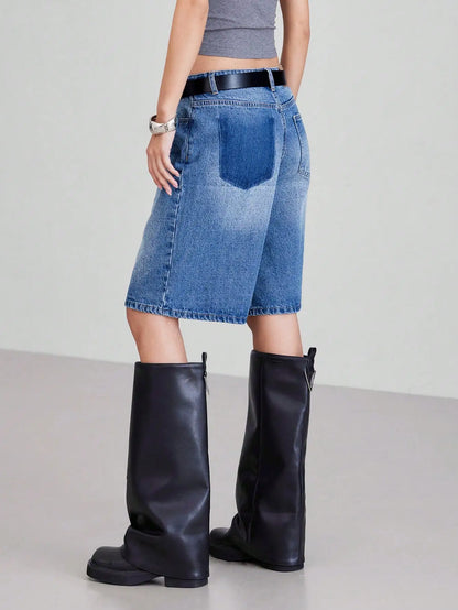 High Waist Loose Denim Shorts