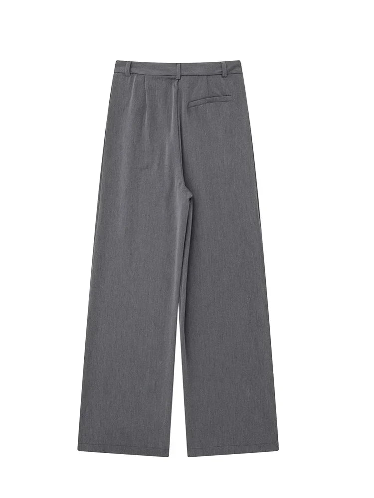 High Waist Straight Pants Front Zipper Regular Fit Full Length