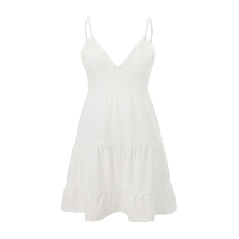 Women's Boho Spaghetti Strap Mini Dress