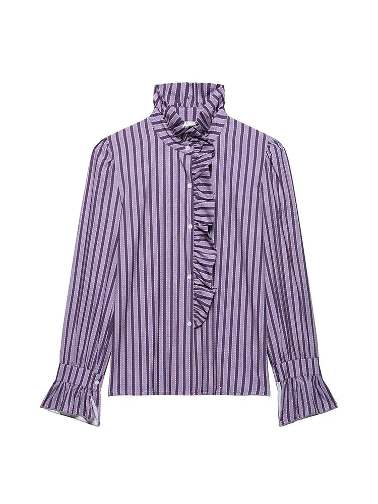 Casual Stand Collar Blouses for Party Female Elegant Tops Clothes
