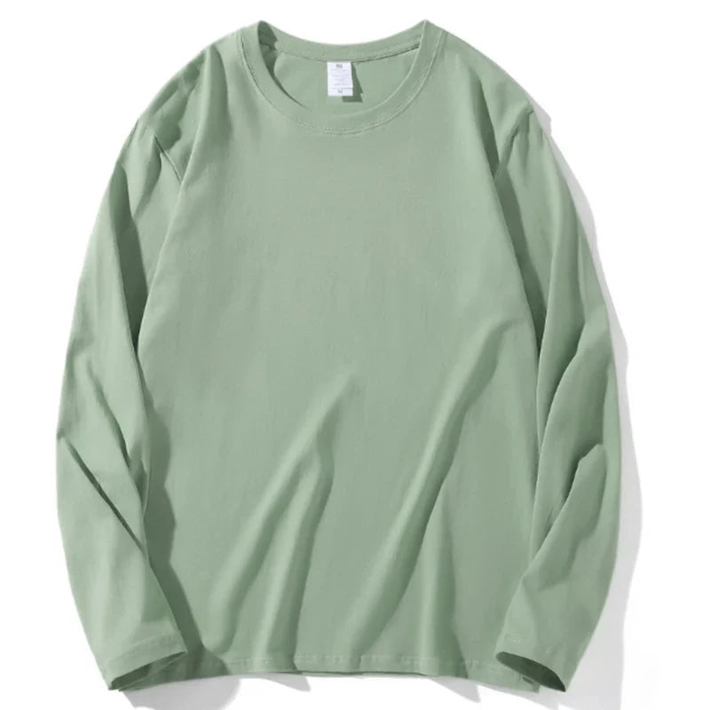 Loose Cotton Long Sleeve Round Neck Tee