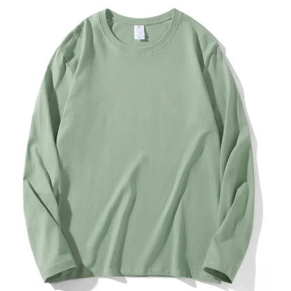 Loose Cotton Long Sleeve Round Neck Tee